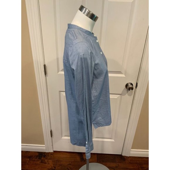 Veronica Beard Blue Button Up High-Low Long Sleeve Shirt, Size 8 - Picture 3 of 6